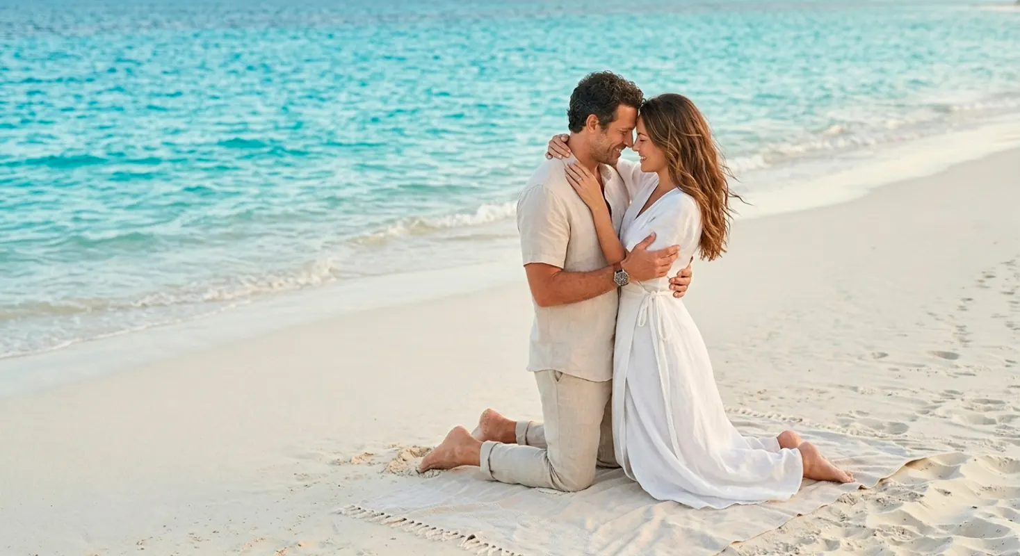 Couple portrait session on a Cancun beach by Pro Art Photographers